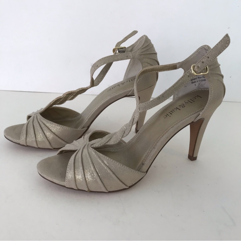 Kelly & Katie Women High Heel Shoes Champagne size 8 Formal Open Toe like New